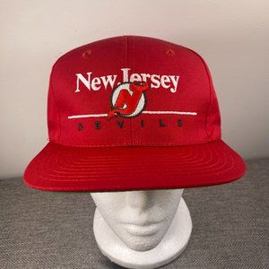 Vintage New Jersey Devils NHL Twins Enterprise Hat Snapback Cap Spellout 90's